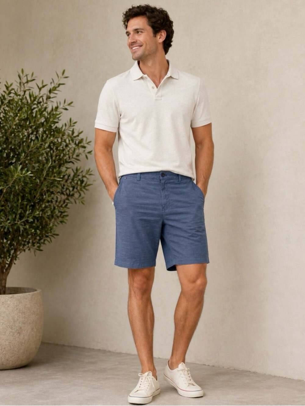 Tommy Hilfiger Men’s Blue Micro Stripe Shorts Size 36 100% Cotton Classic Chino